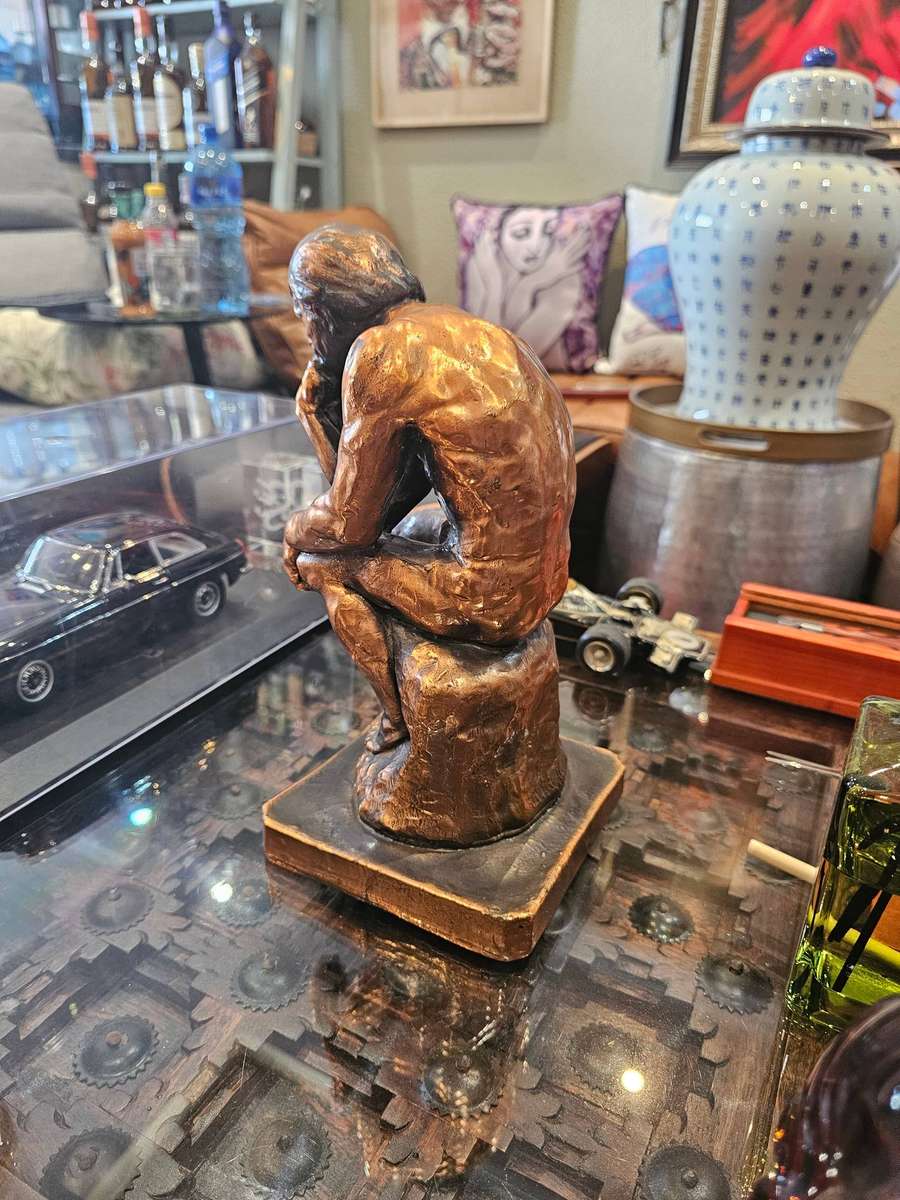 Bronze Finish Thinking Man Sculpture