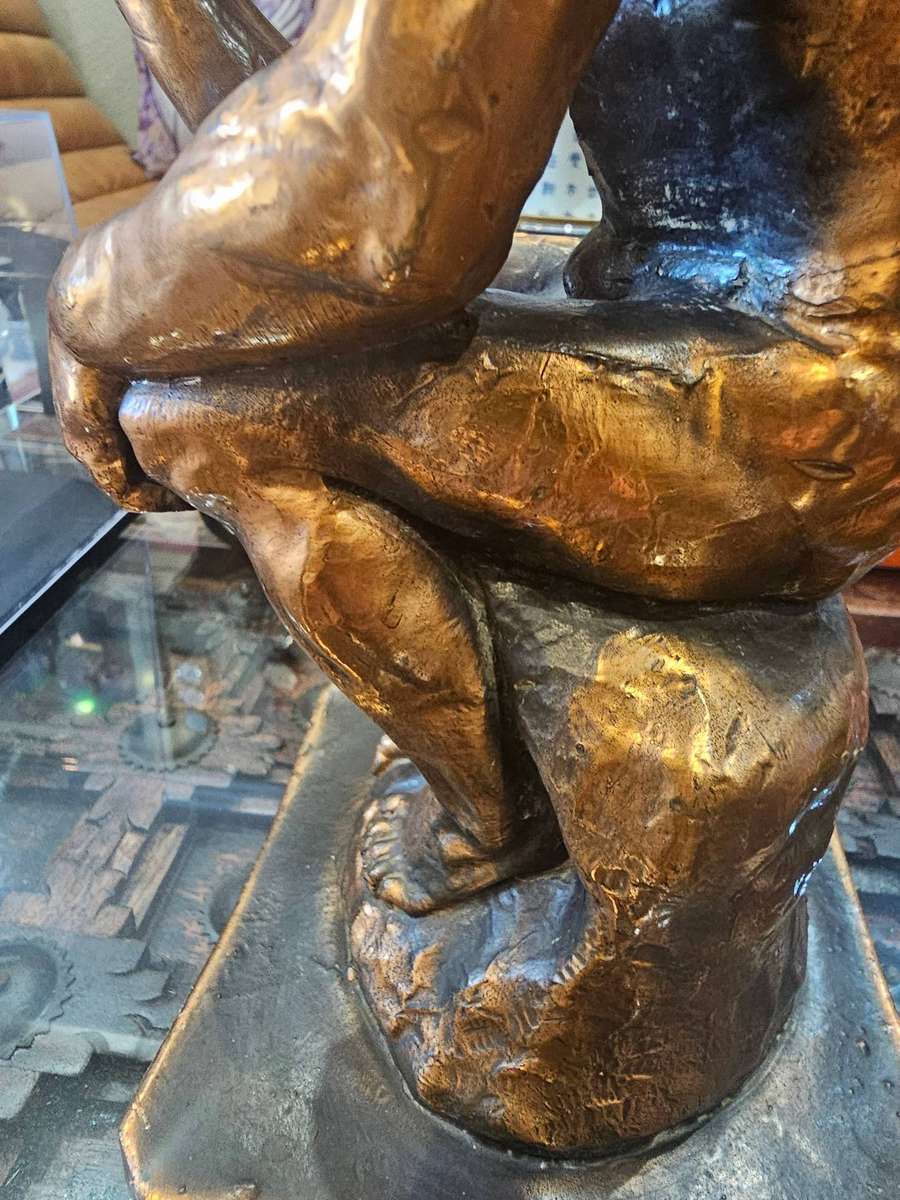 Bronze Finish Thinking Man Sculpture