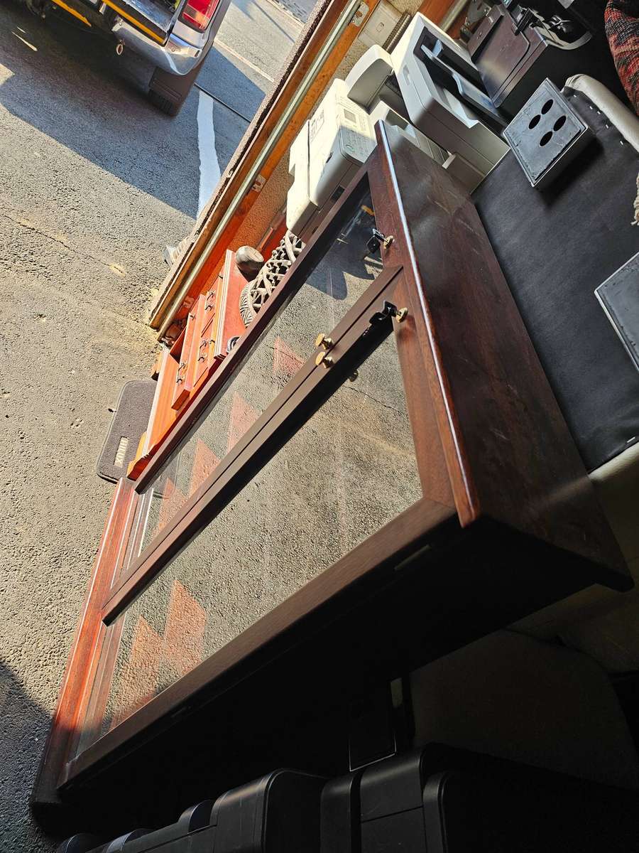 Mahogany Cabinet Bookcase With Glass Doors