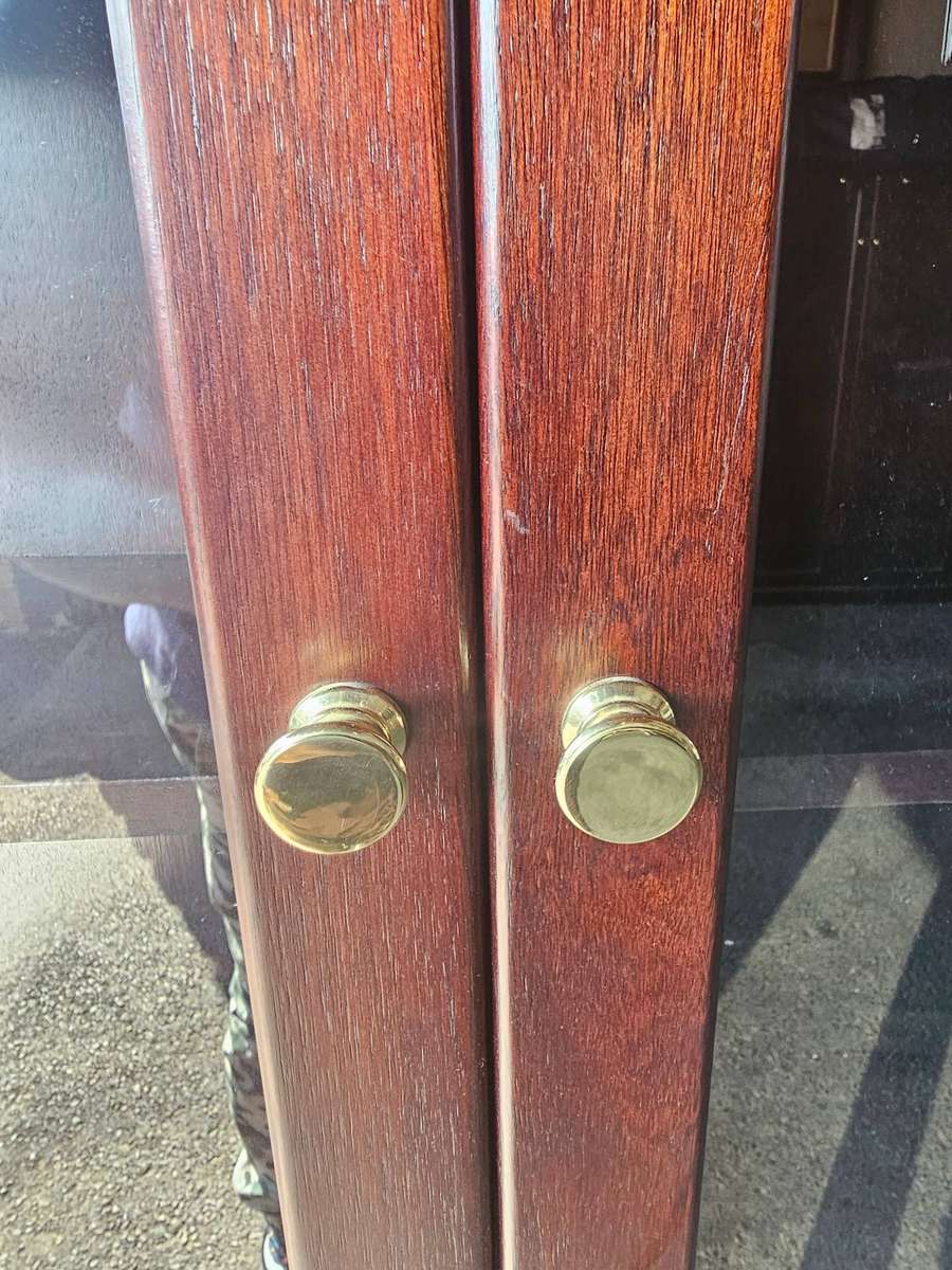 Mahogany Cabinet Bookcase With Glass Doors