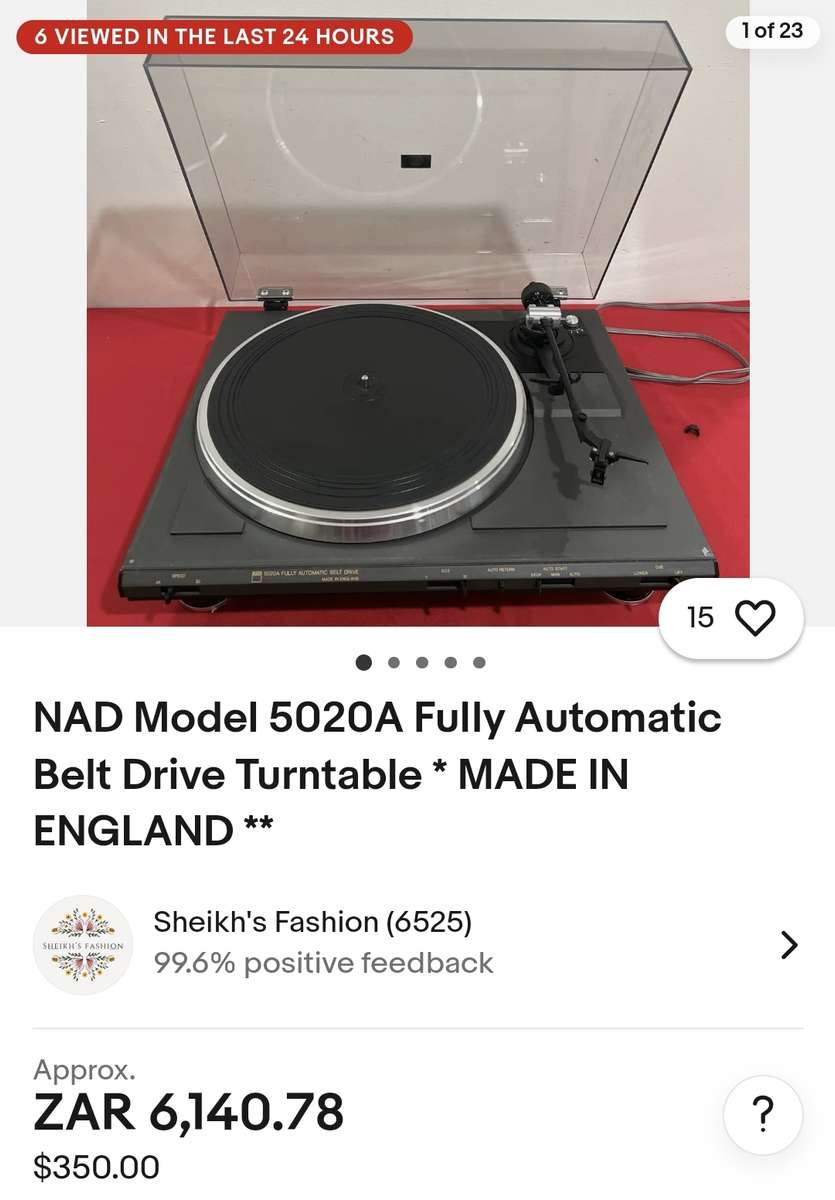 1970s NAD 5020A Direct Drive Turntable Vinyl LP Record Player