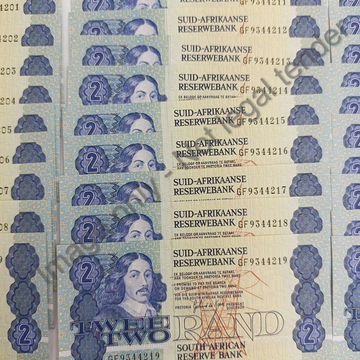 GPC de Kock 36 Consecutive numbered UNC R2 notes