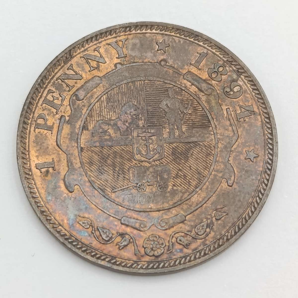 1894 ZAR Paul Kruger penny with some mint lustre remaining