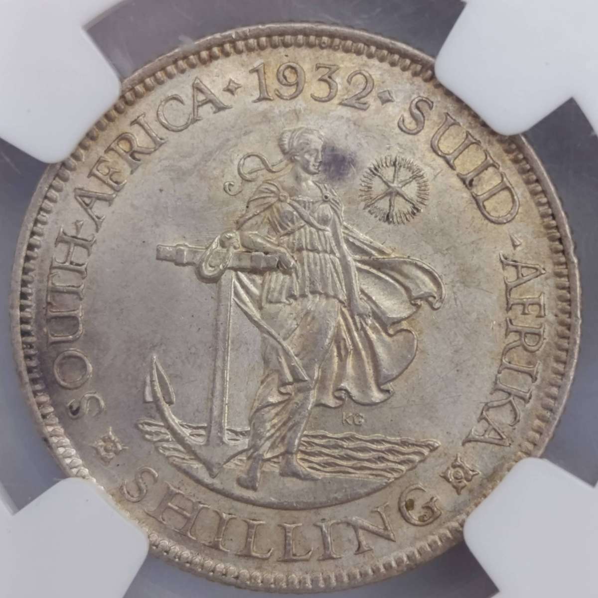 1932 South Africa Shilling graded MS 63 by NGC
