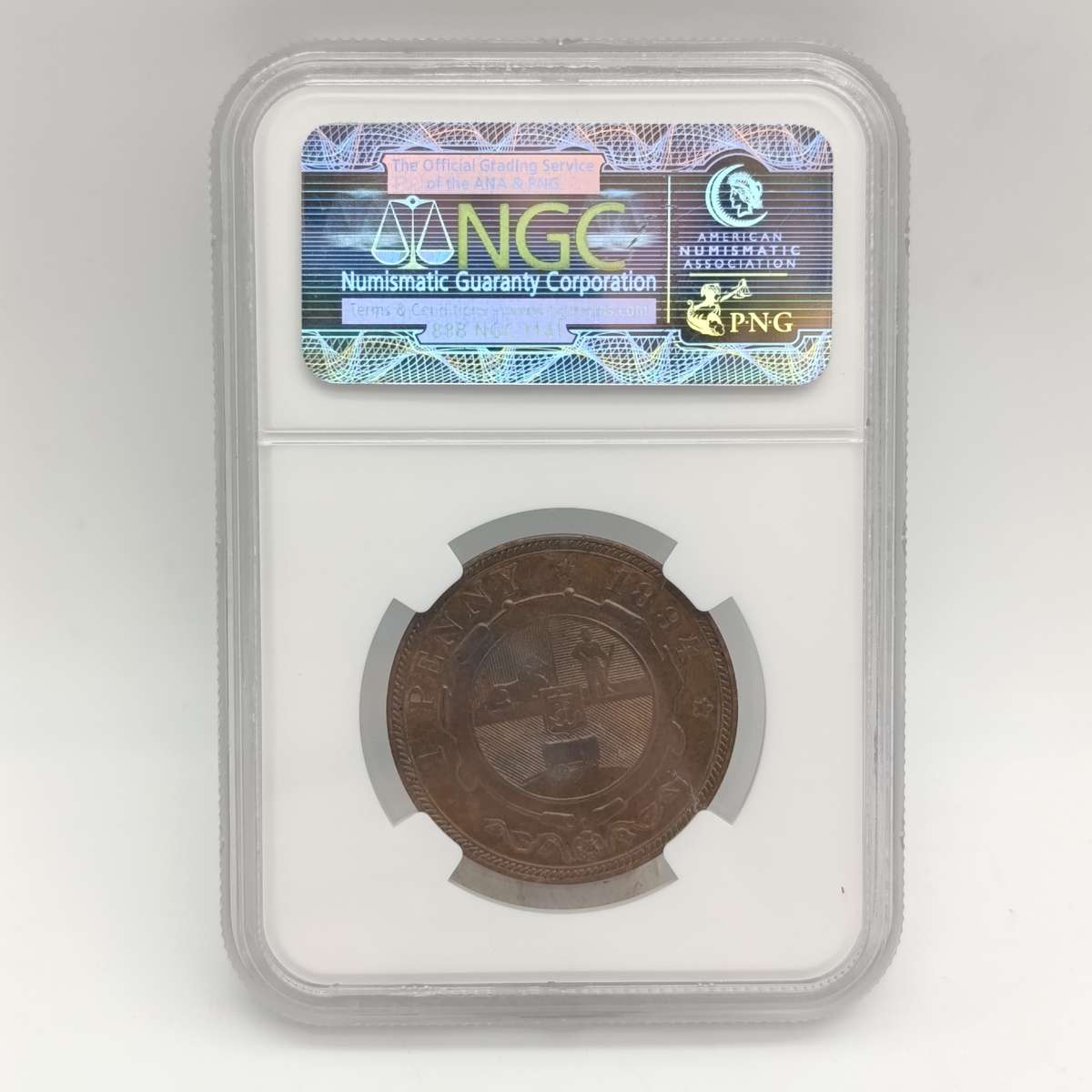 1894 ZAR Kruger Penny graded AU58 BN by NGC