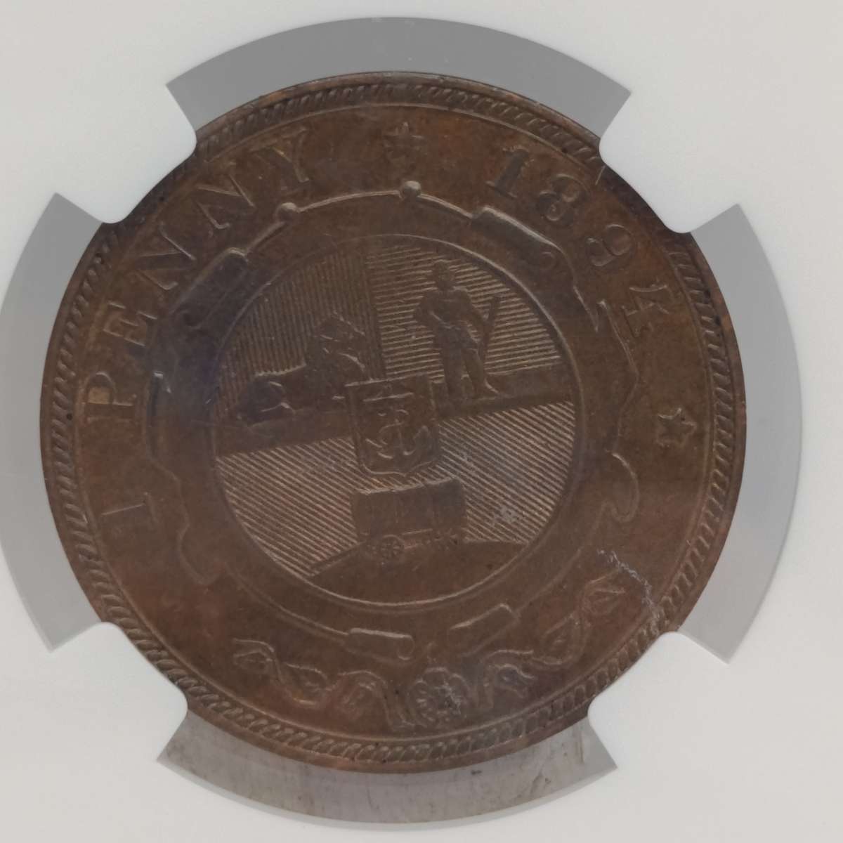 1894 ZAR Kruger Penny graded AU58 BN by NGC