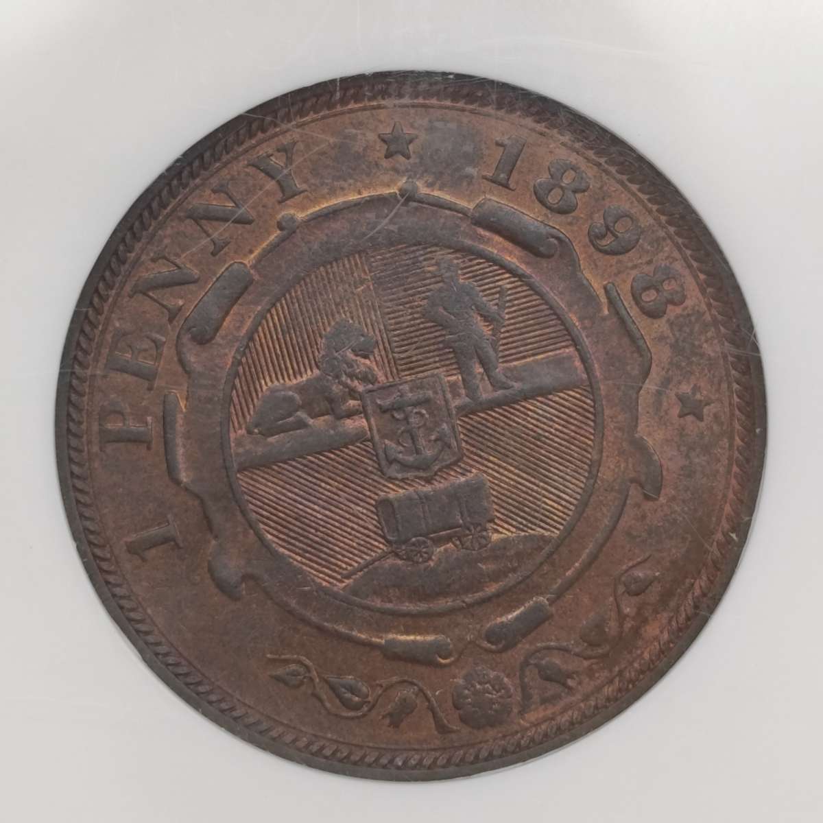 1898 ZAR Kruger Penny graded MS63 RB by NGC