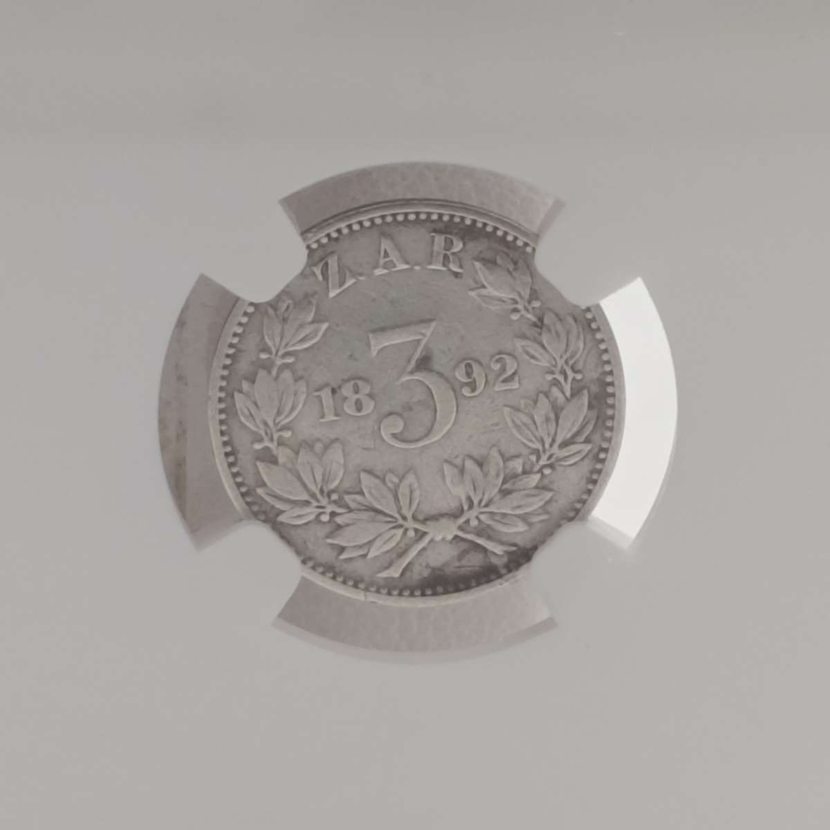 1892 ZAR Kruger silver 3 pence tickey graded VF25 by NGC