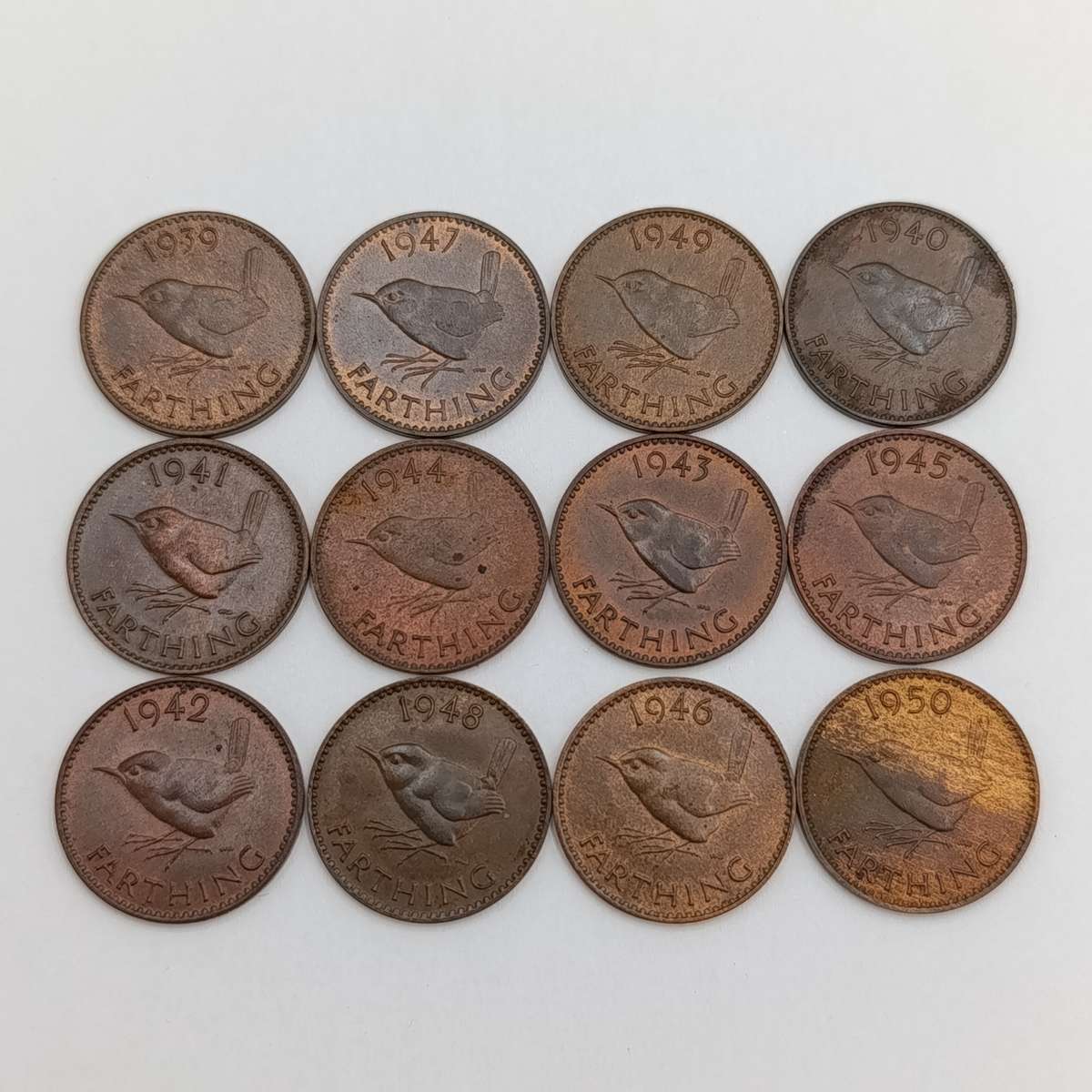 Great Britain set of Farthings 1939 to 1950 AU/UNC