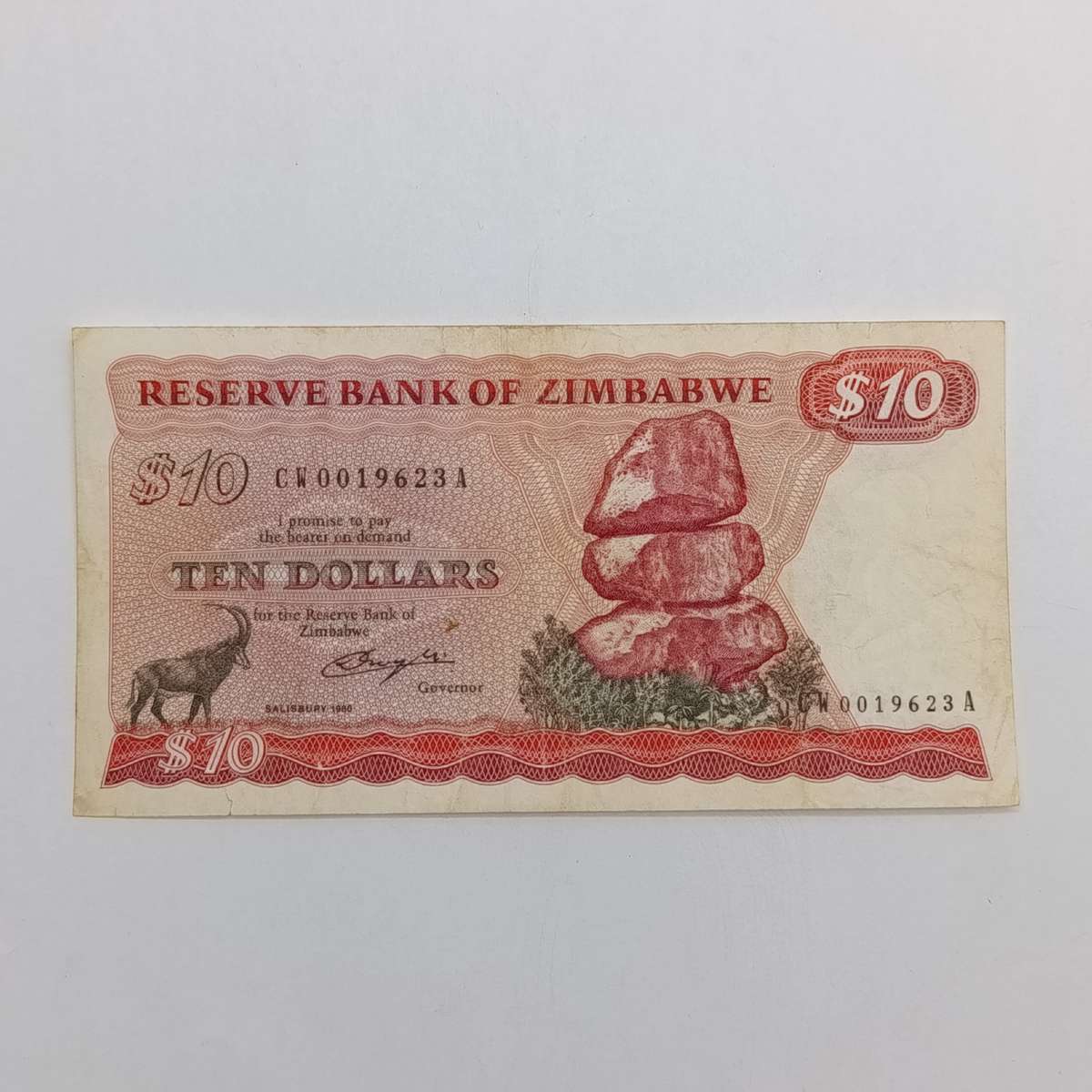 Zimbabwe $10 Replacement note cw series VF