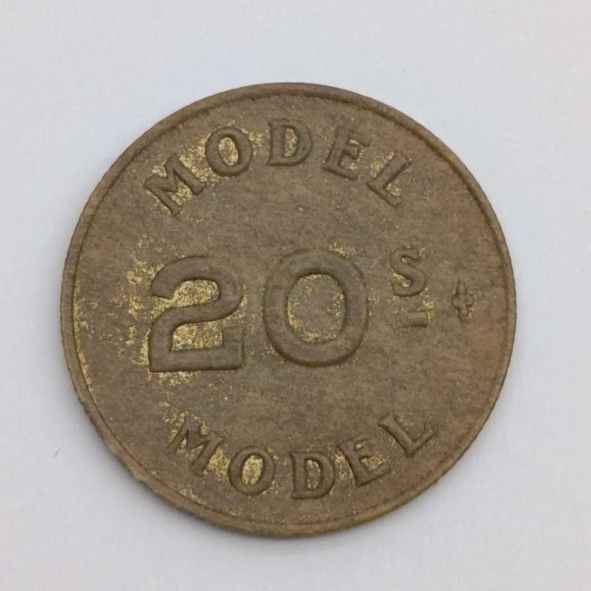 SA Union Schools' token money, used for teaching 608a, 20/- fibre coin Hern's 230