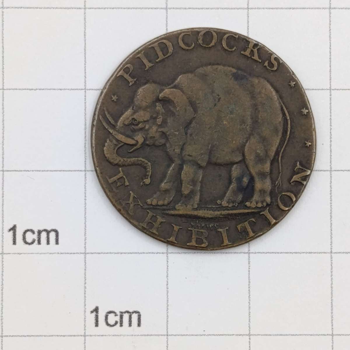 British 18th Century Middlesex Pidcocks Elephant/ Toucan token fine plus