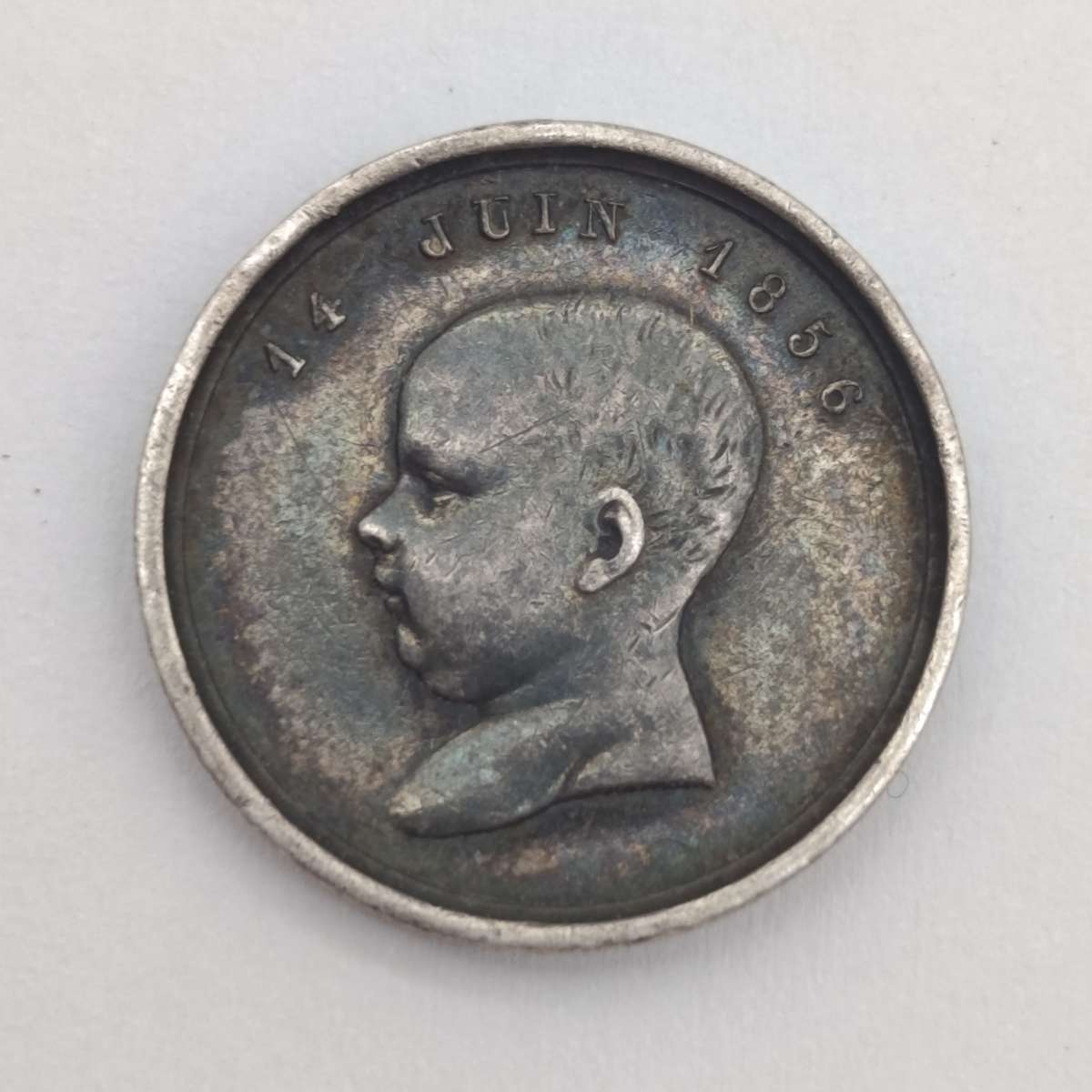 Baptism of Napoleon 4 - silver medallion 1856 - Reverse Napolean 3 and Eugene