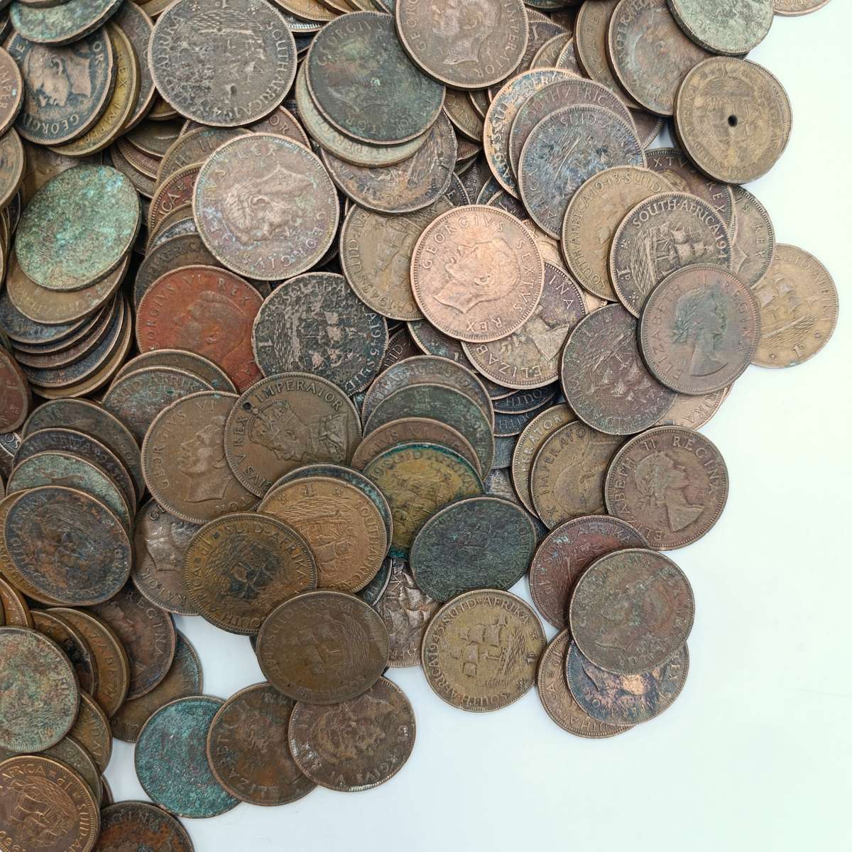 More than 6kg of old South African pennies - about 650 coins