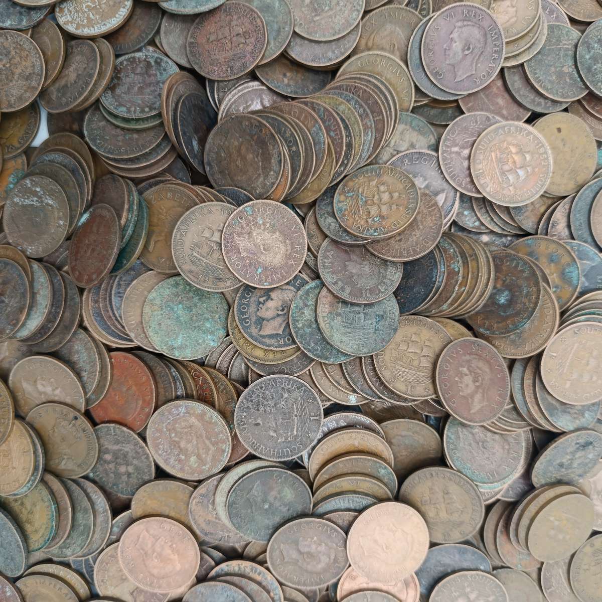 More than 6kg of old South African pennies - about 650 coins