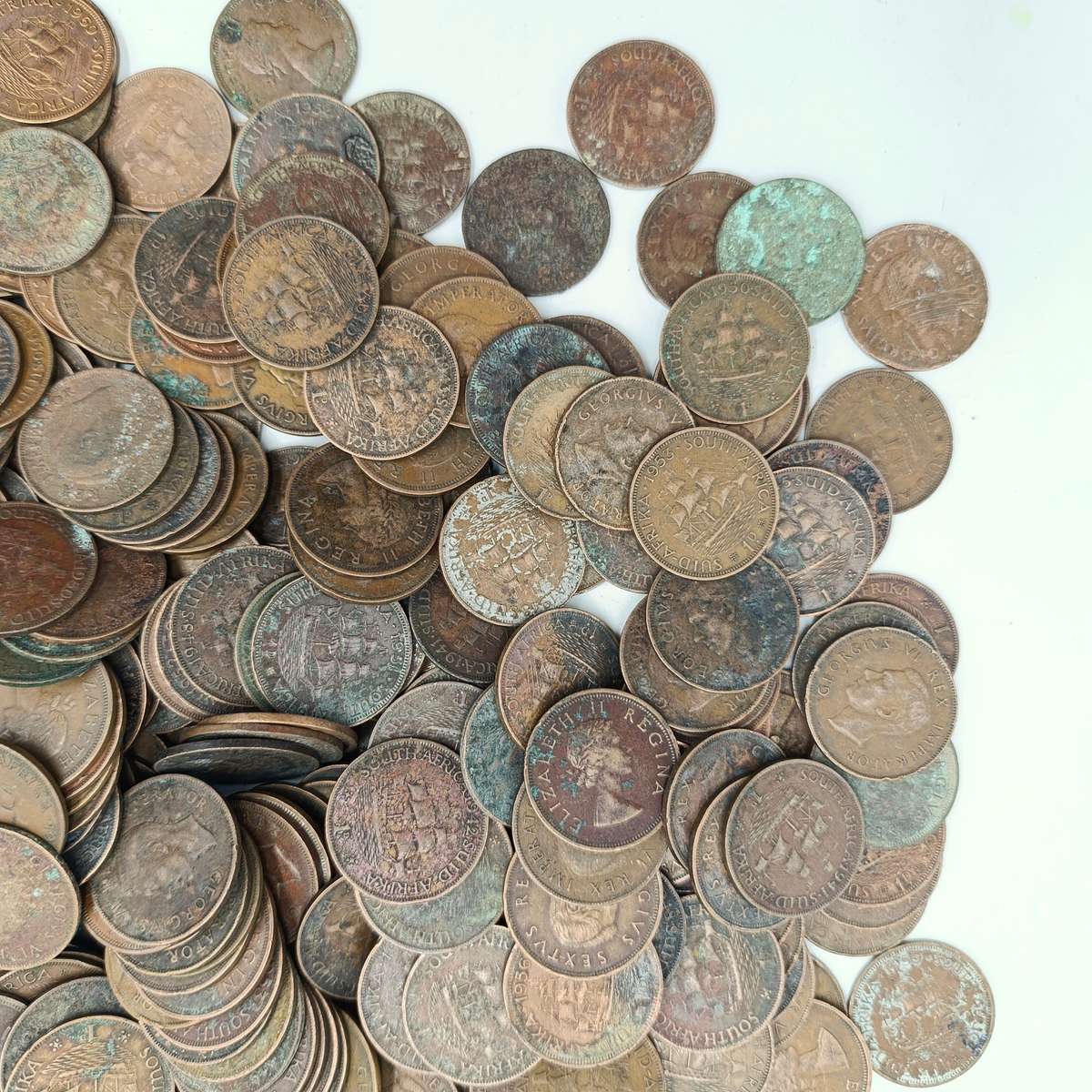 More than 6kg of old South African pennies - about 650 coins