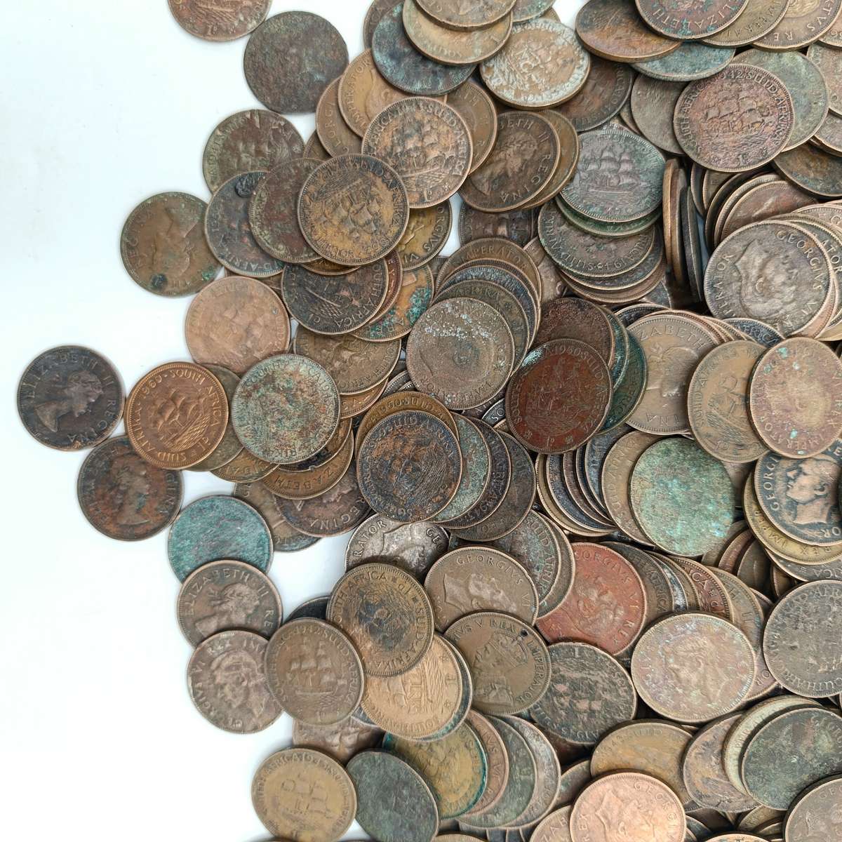 More than 6kg of old South African pennies - about 650 coins