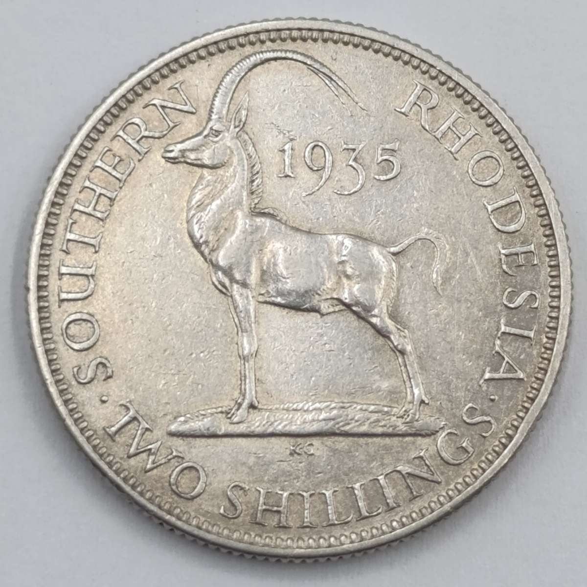 1935 Southern Rhodesia silver 2 shilling
