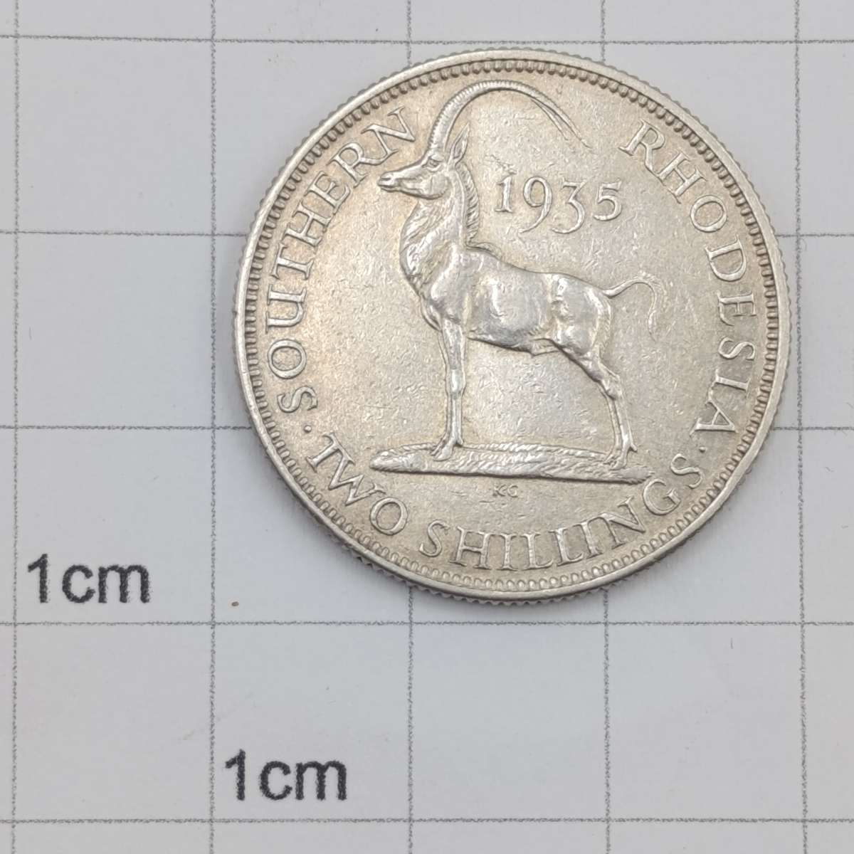1935 Southern Rhodesia silver 2 shilling