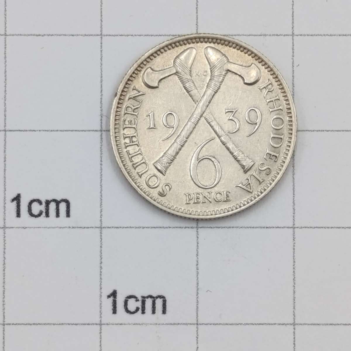Southern Rhodesia 1939 silver 6d Sixpence uncirculated - some pit marks observe