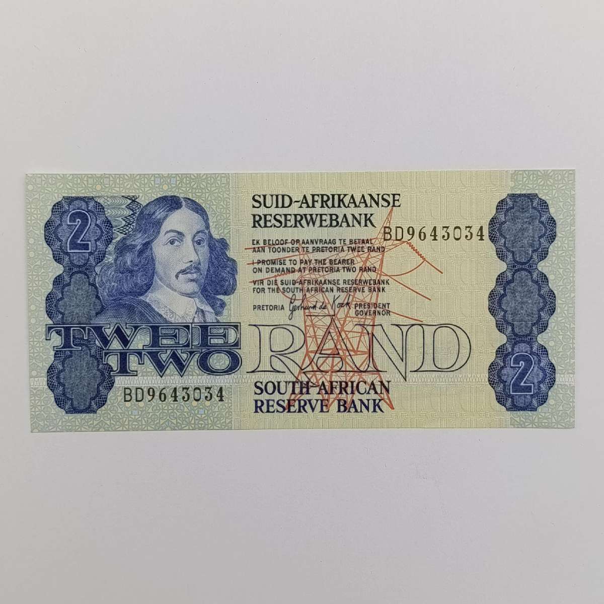 Gerhard de Kock lot of 4 uncirculated R2 notes with consecutive numbers