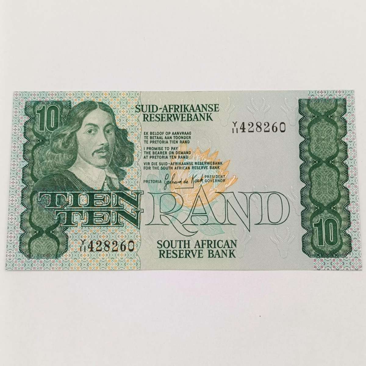 Gerhard de Kock Y11 replacement R10 note uncirculated - middle dent