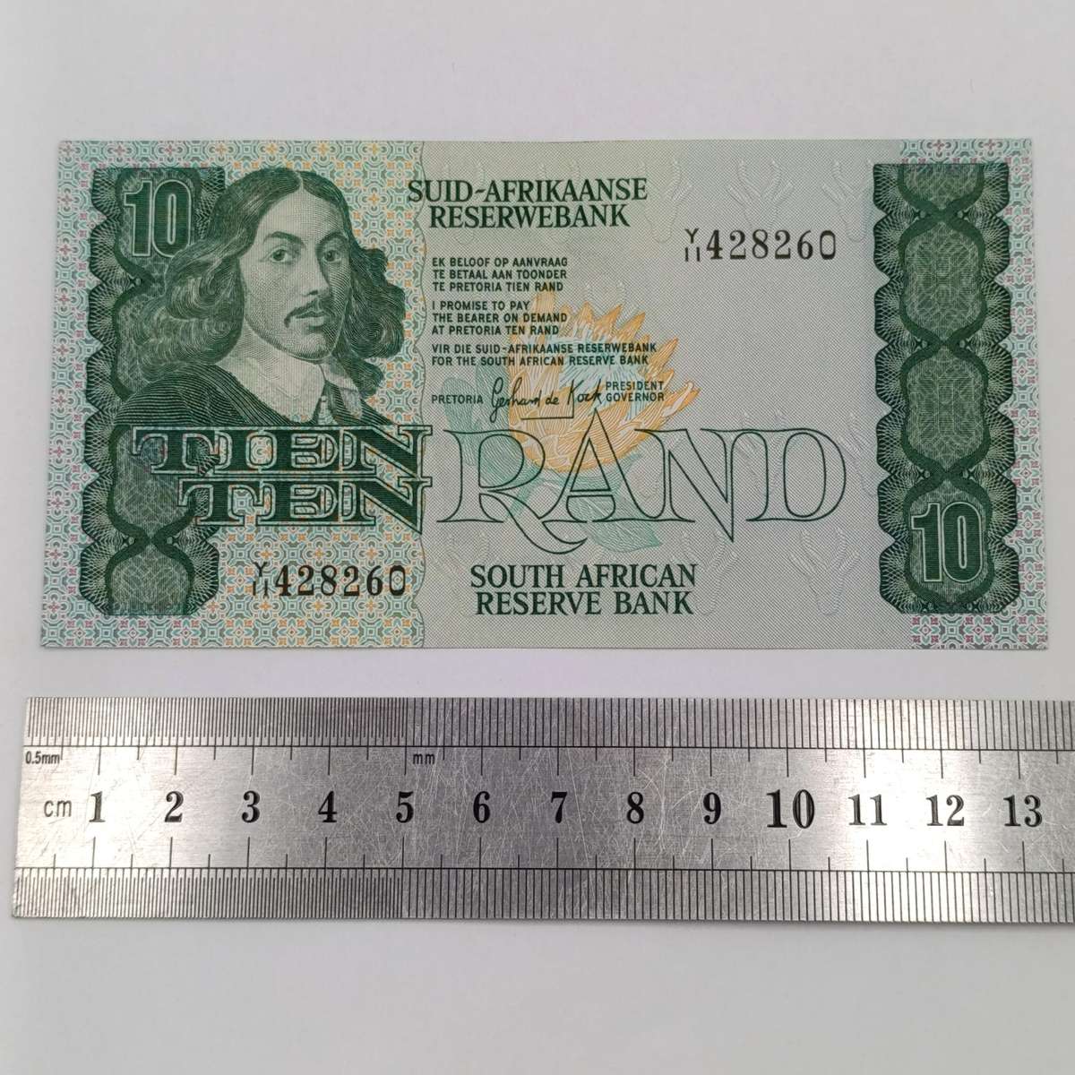 Gerhard de Kock Y11 replacement R10 note uncirculated - middle dent