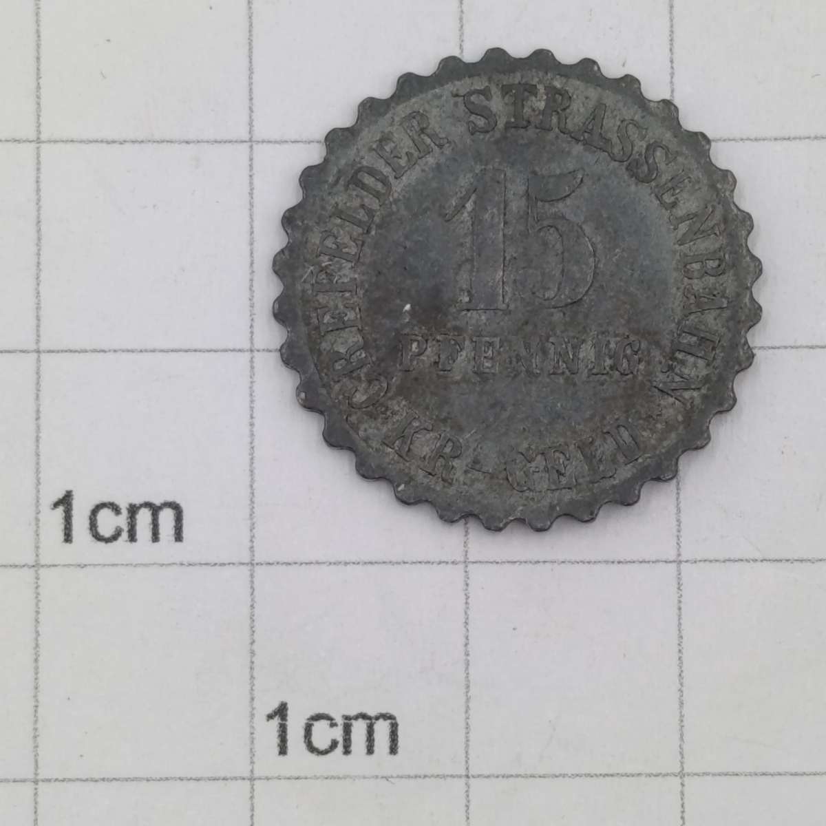 1917 German Notgeld transit token - Crefelder Strassenbahn Private Issue