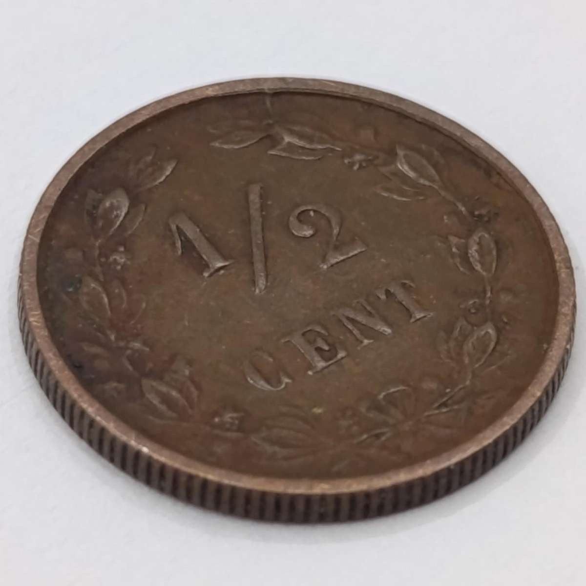 Netherlands 1886 half cent VF+