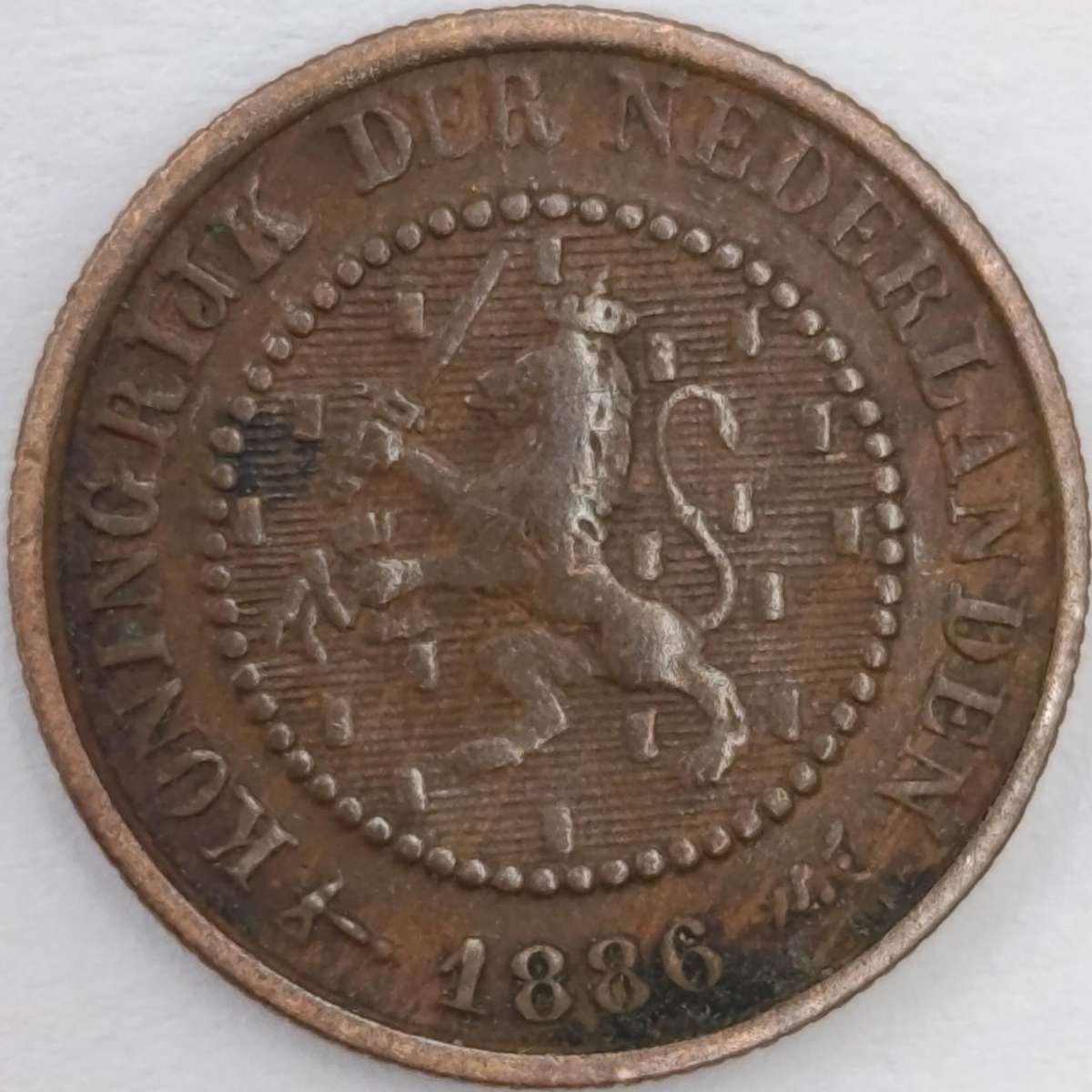 Netherlands 1886 half cent VF+