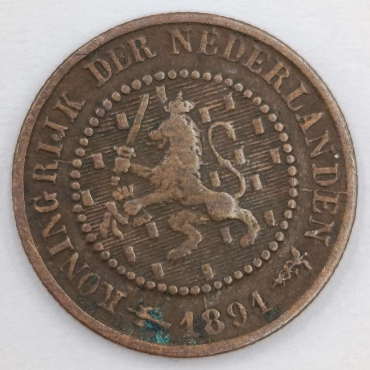 Netherlands 1891 half cent VF+