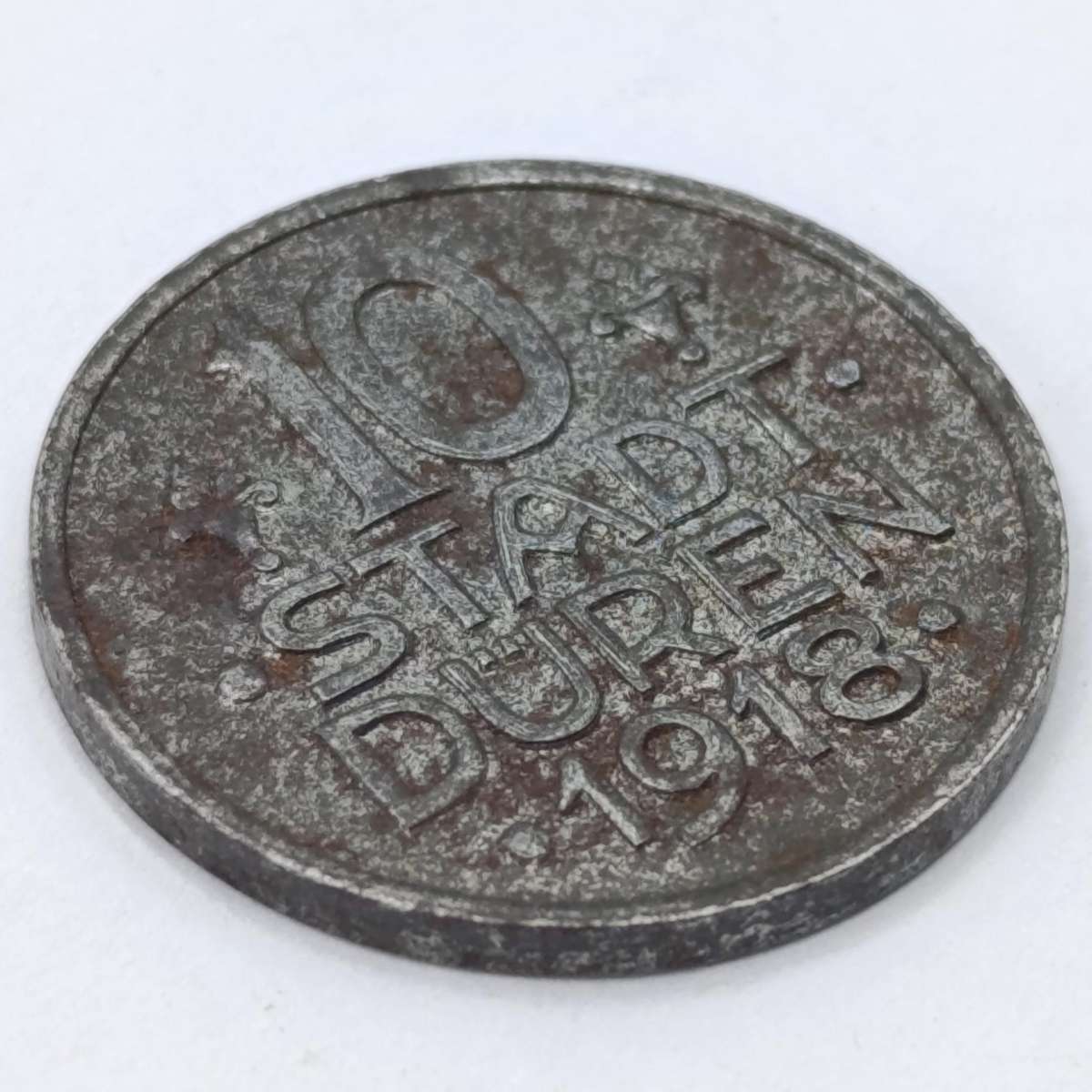 1918 WW1 Emergency coinage DUREN 10 PFENNIG