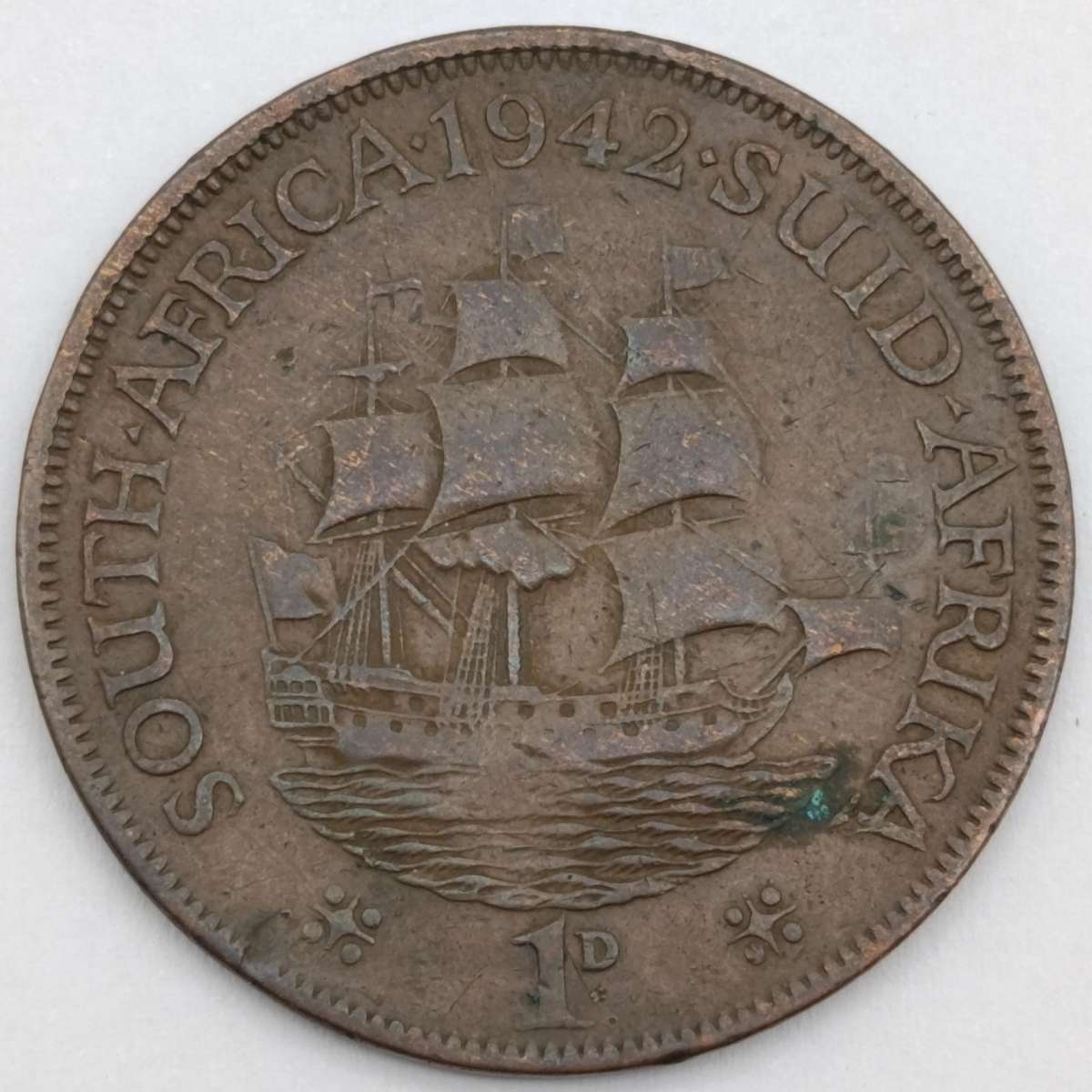 1942 South Africa Penny - 3 variations stop after 1942 no stop after 1942 4 and 2 wide apart