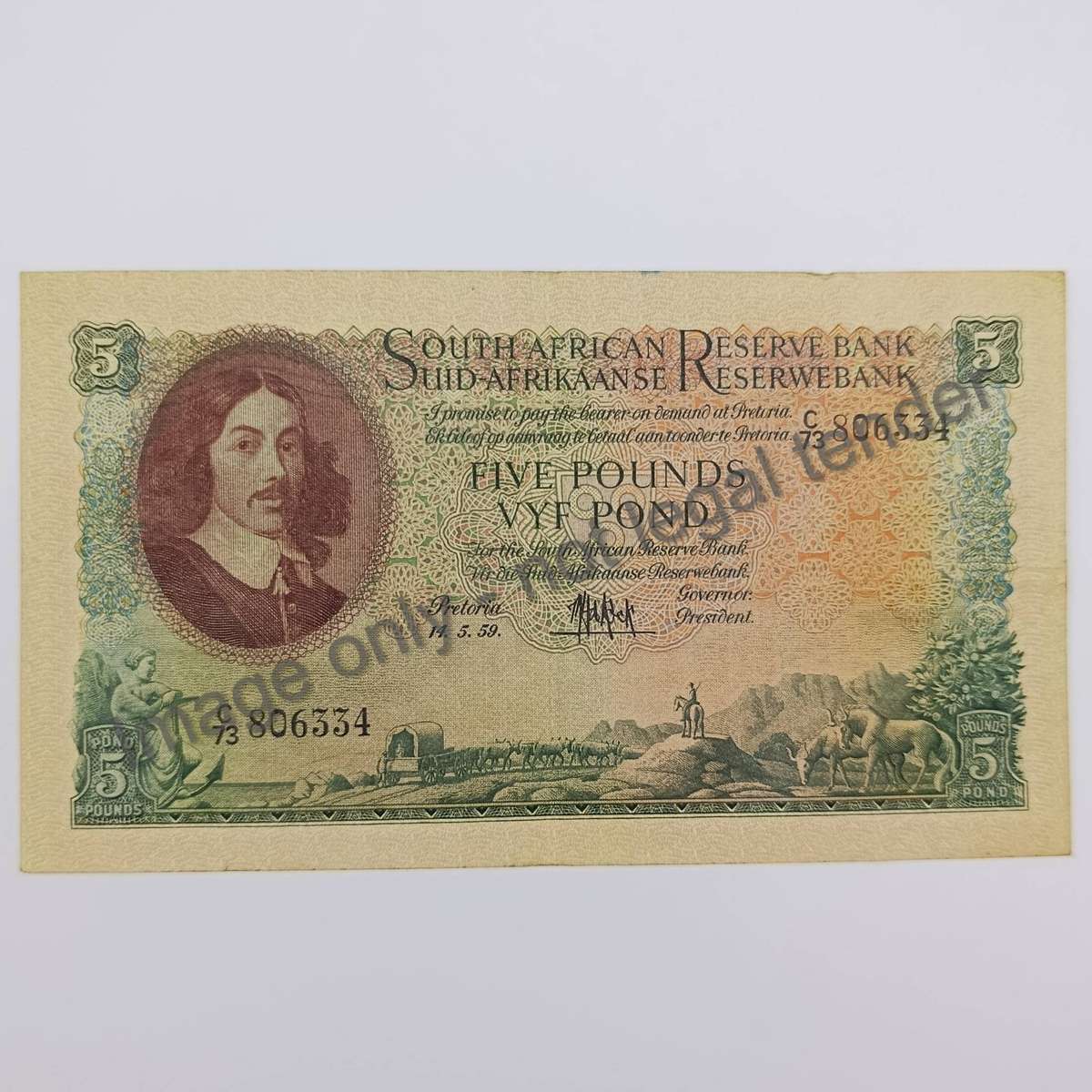 South Africa MH de Kock 1959 Five Pounds EF