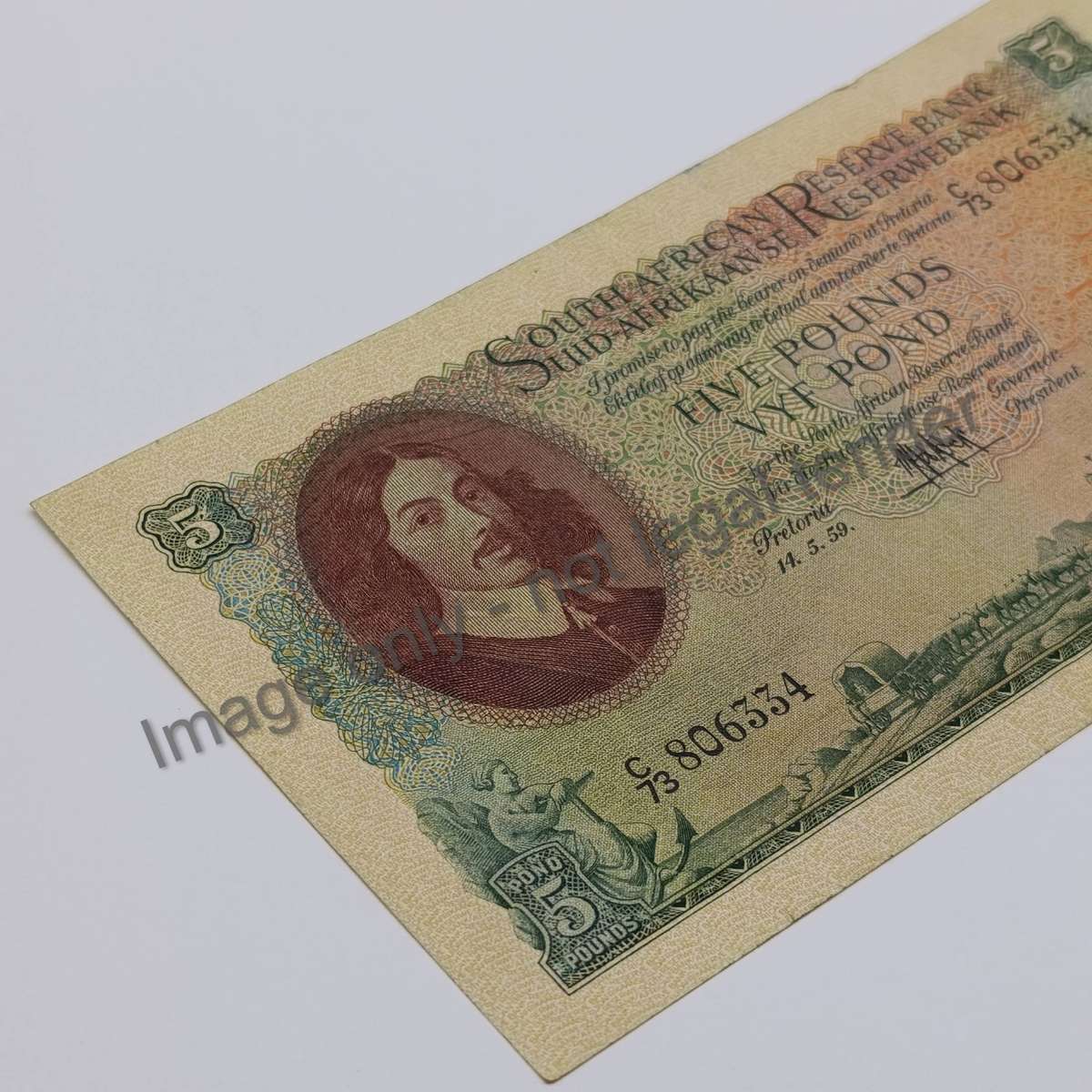 South Africa MH de Kock 1959 Five Pounds EF