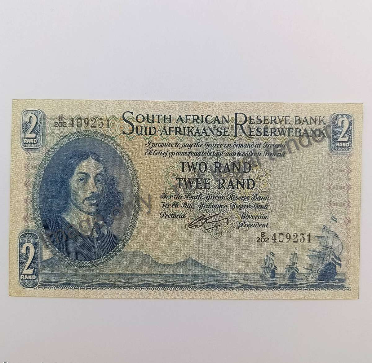 South Africa Rissik large R2 banknote XF+
