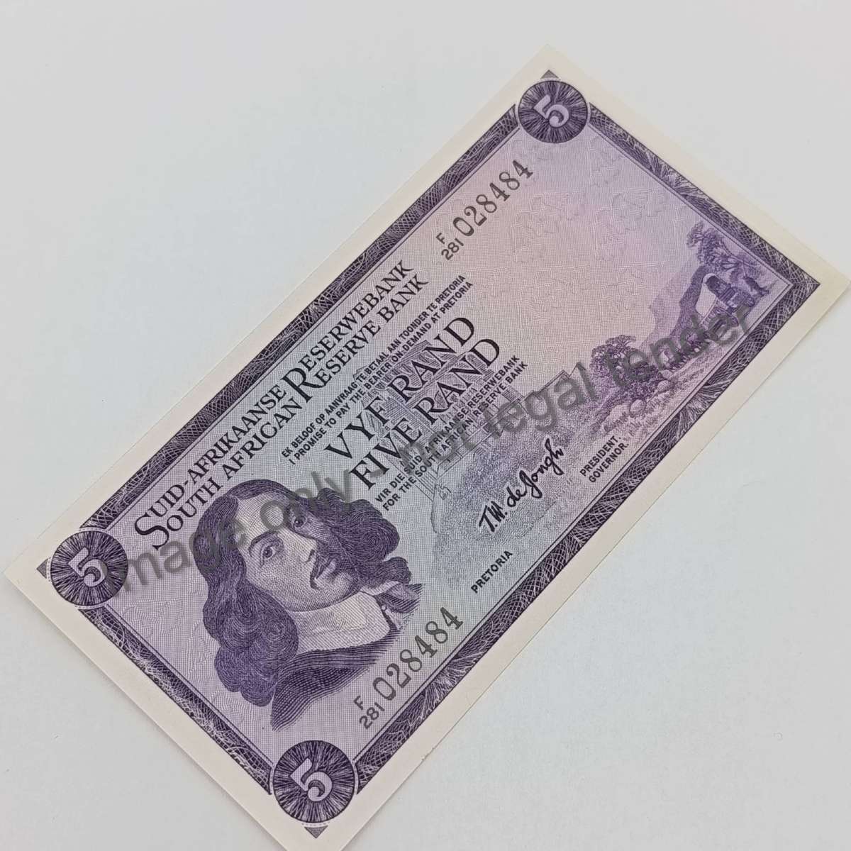 TW de Jongh 3rd Issue R5 banknote uncirculated
