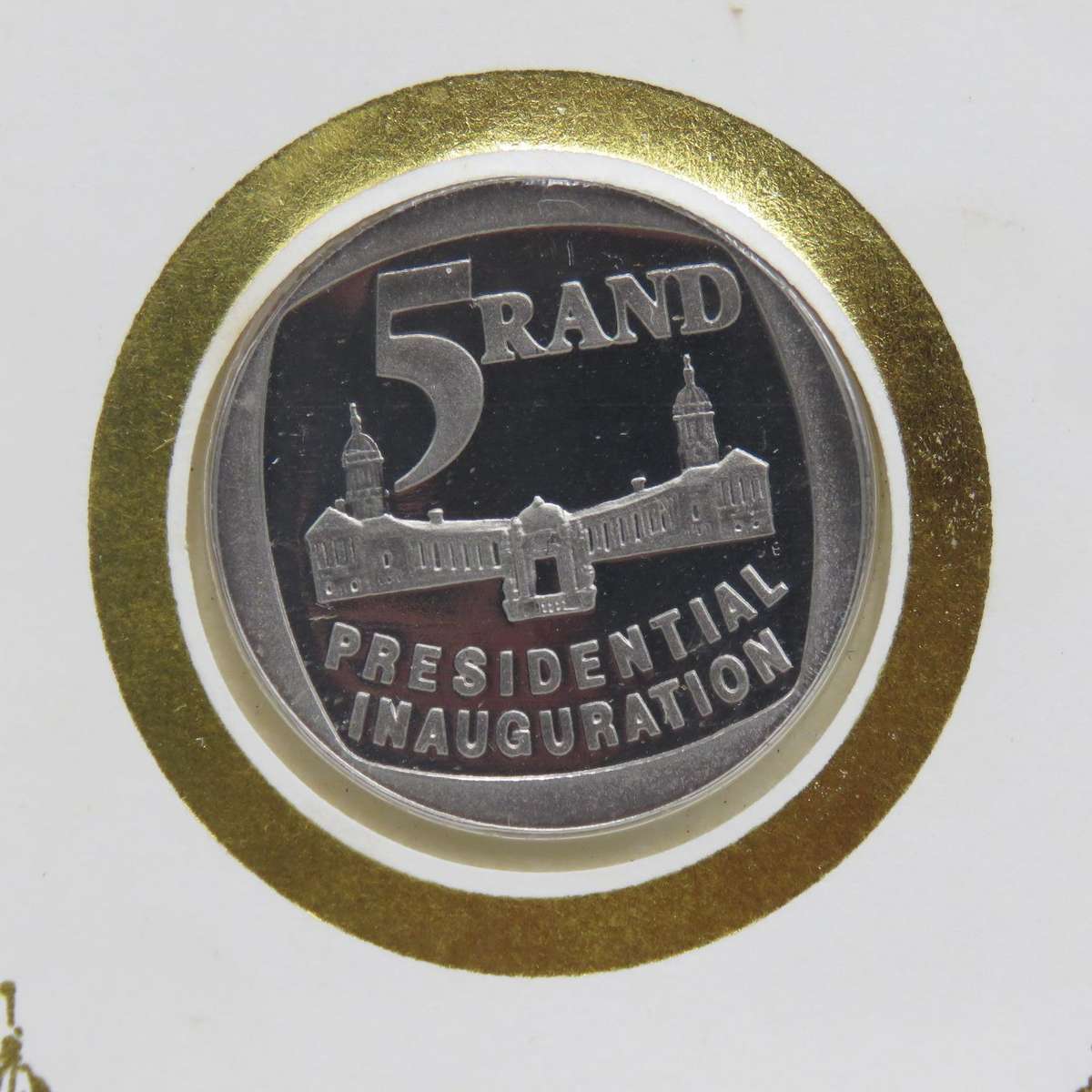 1994 RSA Proof R5 presidential inauguration coin in FDC including FDC 6.3b