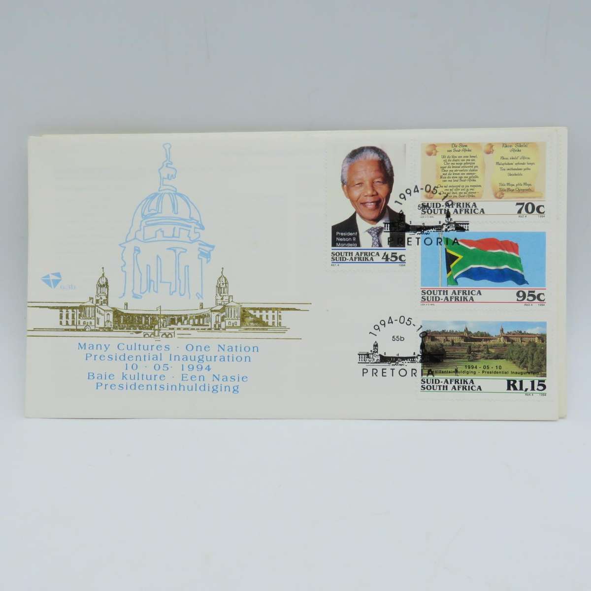 1994 RSA Proof R5 presidential inauguration coin in FDC including FDC 6.3b