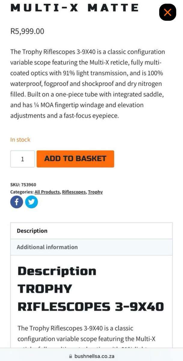 Bushnell Rifle scope New