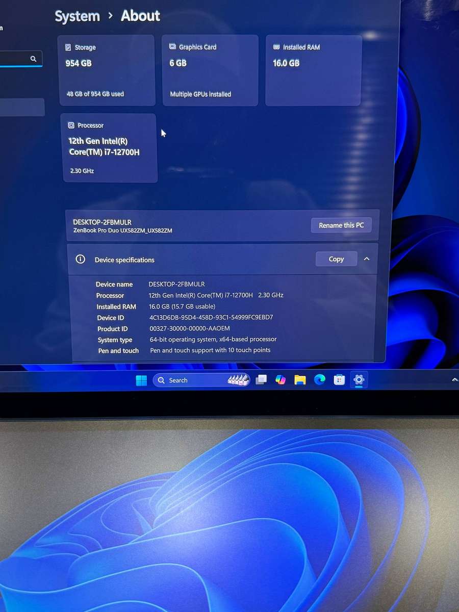 Asus Zenbook Pro Duo 1TB 16GB i7 15 oled