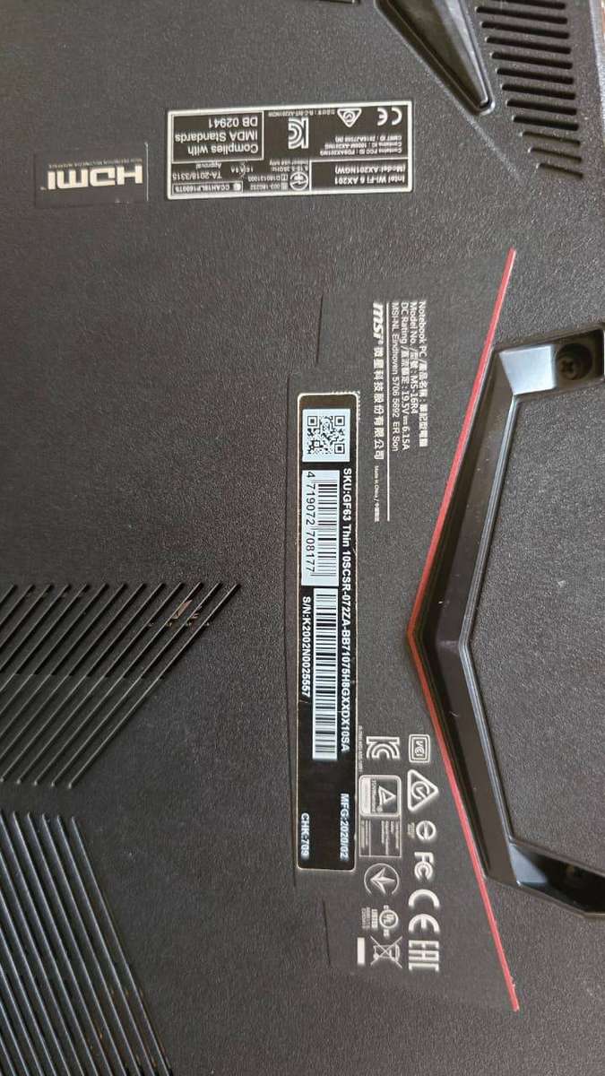 MSI GF63 Thin 10SCXR Gaming Laptop (10th Gen, 32GB, 1660Ti)