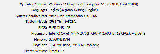 MSI GF63 Thin 10SCXR Gaming Laptop (i7-10th Gen, 32GB, 1650-Ti 4GB, 480GB SSD)