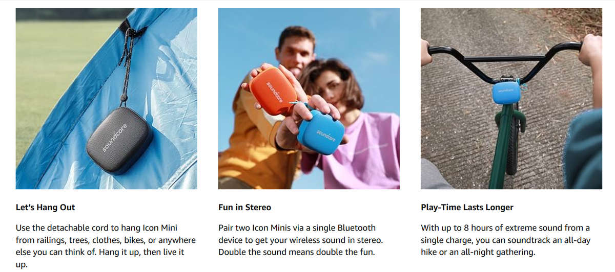 Anker Icon Mini, Waterproof Bluetooth Speaker with Explosive Sound, IP67 Wcore