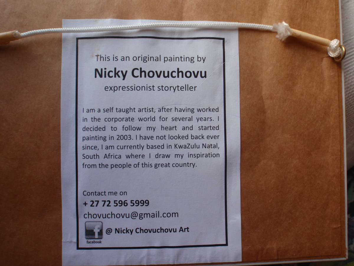 Original by Nicky Chovuchovu  African,  Expressionist, Storyteller artist - wonderful imagery