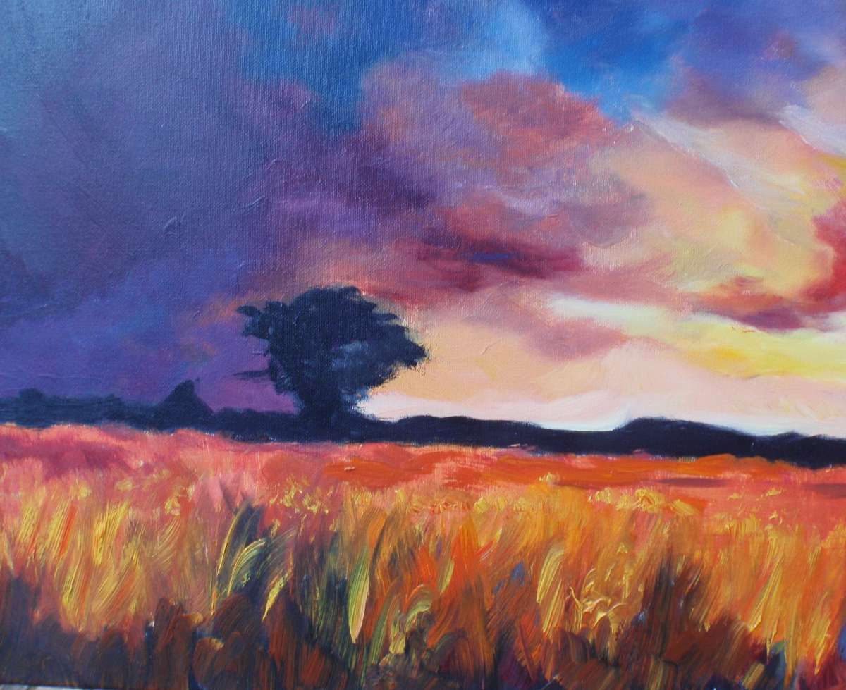 Original African landscape painting on stretched canvas. Impressionist statement piece of note!