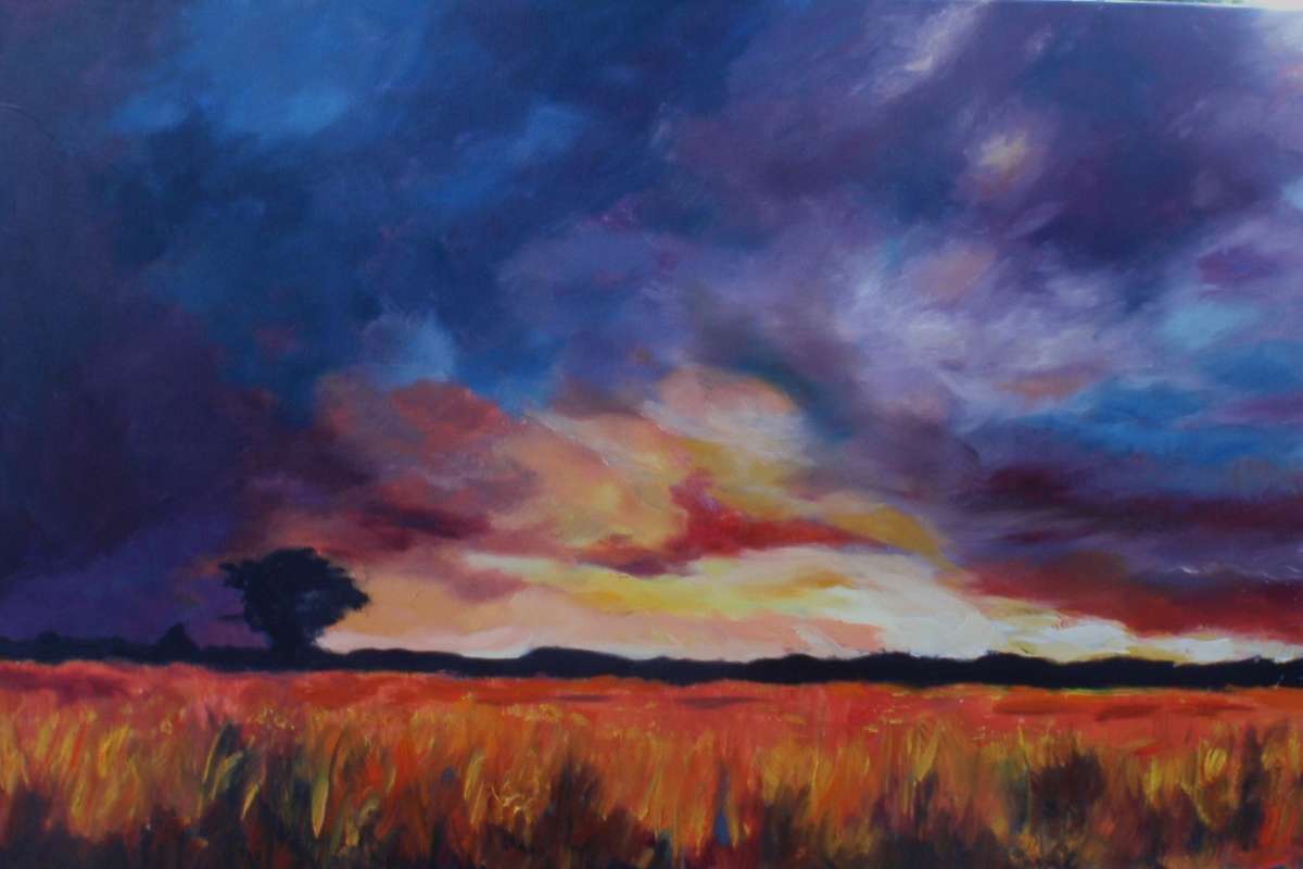 Original African landscape painting on stretched canvas. Impressionist statement piece of note!