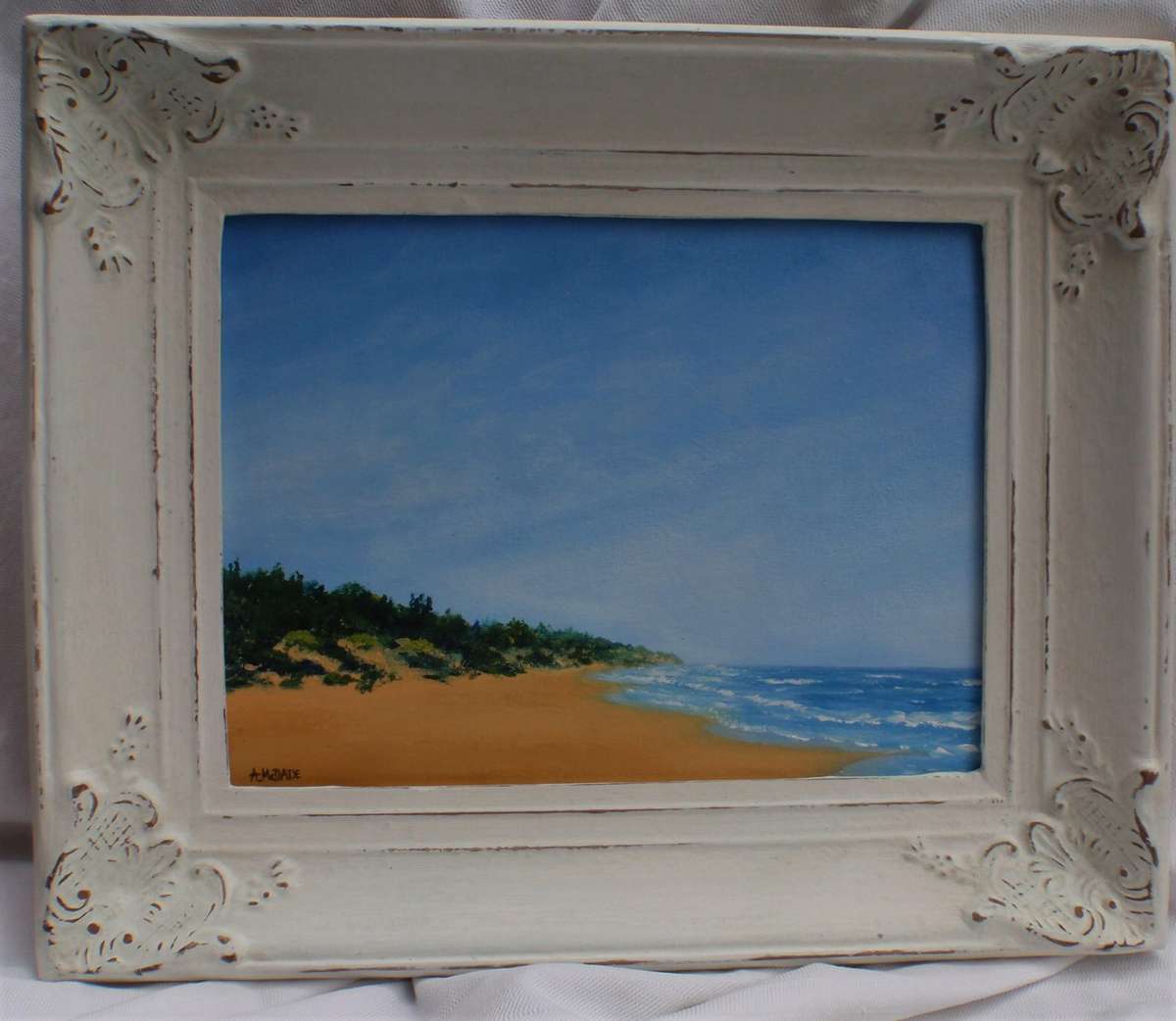 Original seascape Arlene McDade. Ansteys to Garvies, Bluff. Well known KZN artist.