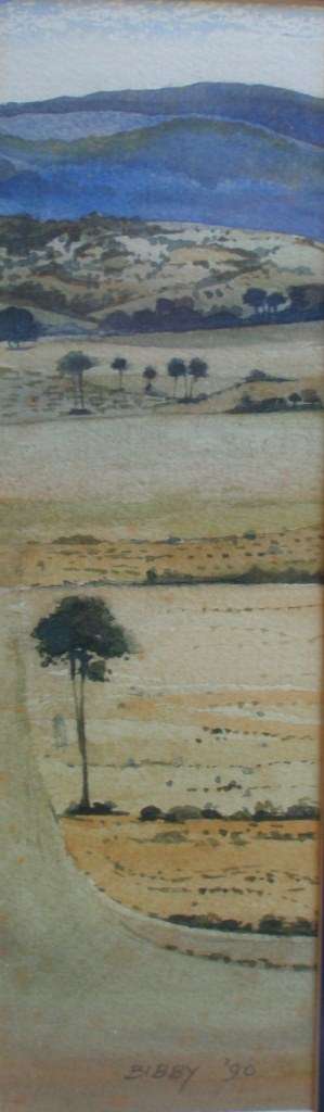 Orginal landscape watercolour painting signed Bibby and dated 1990. Well framed.