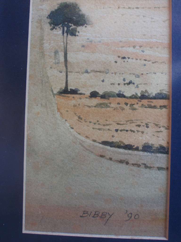 Orginal landscape watercolour painting signed Bibby and dated 1990. Well framed.